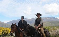 Kodi Smit-McPhee (Jay) with Michael Fassbender (Silas) on his horse Ziggy: "Sometimes when he was around other horses or people he would be uneasy…"